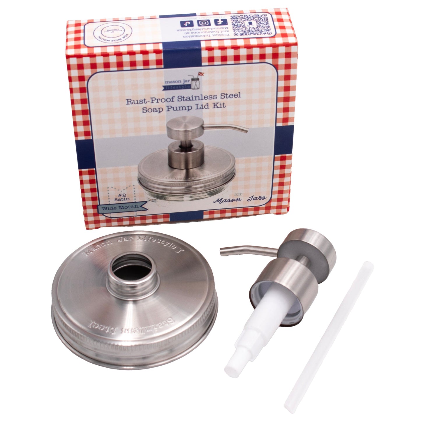 Satin / Brushed Finish Soap Pump Dispensers for Mason Jars