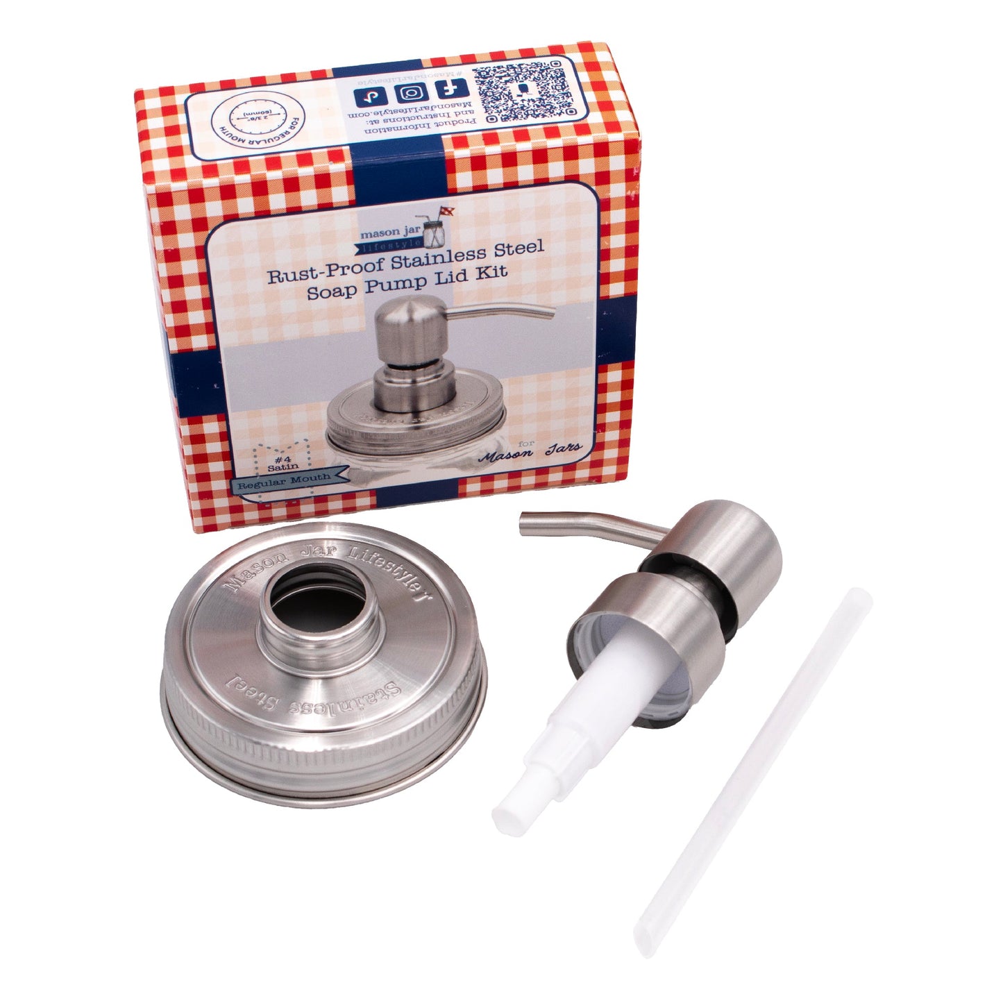Satin / Brushed Finish Soap Pump Dispensers for Mason Jars