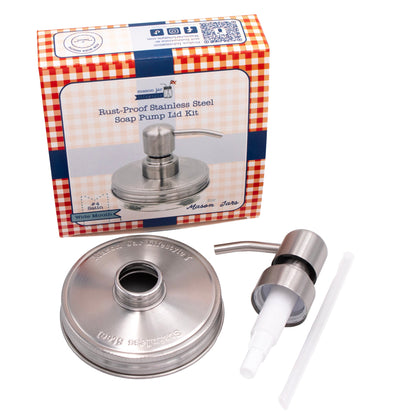 Satin / Brushed Finish Soap Pump Dispensers for Mason Jars