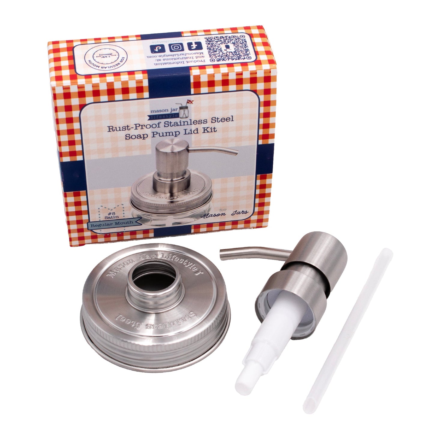 Satin / Brushed Finish Soap Pump Dispensers for Mason Jars