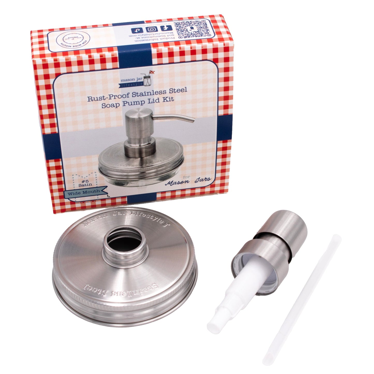 Satin / Brushed Finish Soap Pump Dispensers for Mason Jars