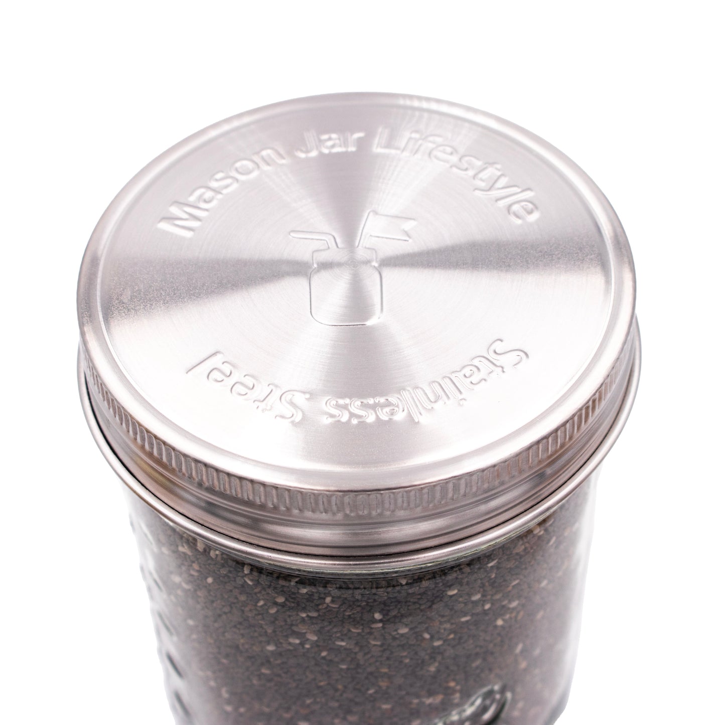 Stainless Steel Storage Lids with Leak-Proof Silicone Liners for Mason Jars 5 Pack