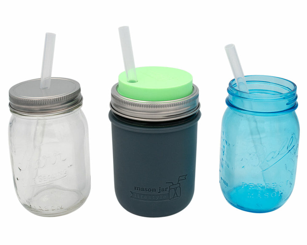 Medium Silicone Reusable Straws for Pint Mason Jars 8 Pack