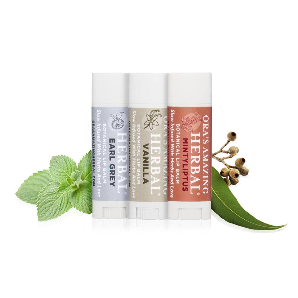 Natural Lip Balm 3 Pack, Vanilla, Earl Grey, Mintyliptus