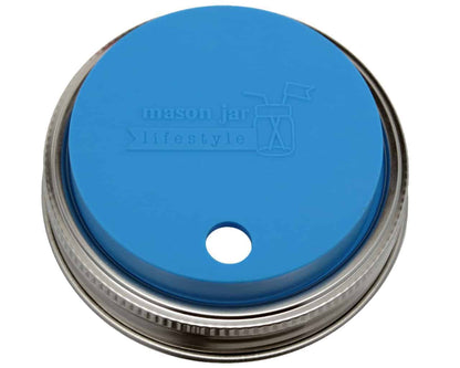 Silicone Straw Hole Tumbler with Stainless Steel Band for Mason Jars