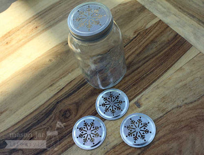 Snowflake Pattern Galvanized Metal Lid Insert for Mason Jars 10 Pack