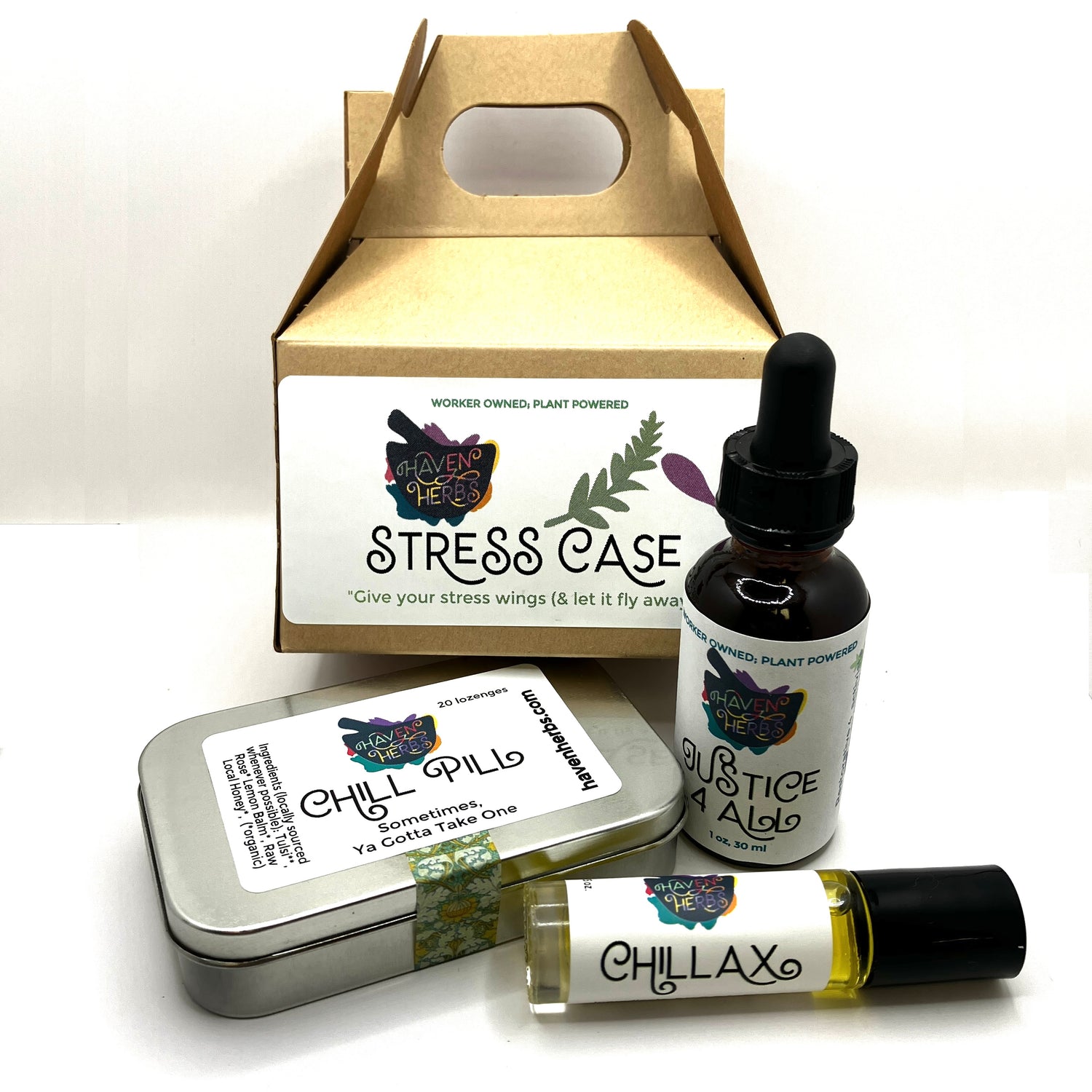 Stress Case by Haven Herbs. Three remedies for stress and anxiety.