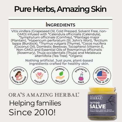 Tattoo Salve, Natural Tattoo Aftercare