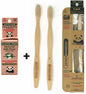 100%-Plastic Free Silk Dental Floss (Unflavored) + 2pk Soft Eco-Friendly Soft Bamboo Toothbrushes +