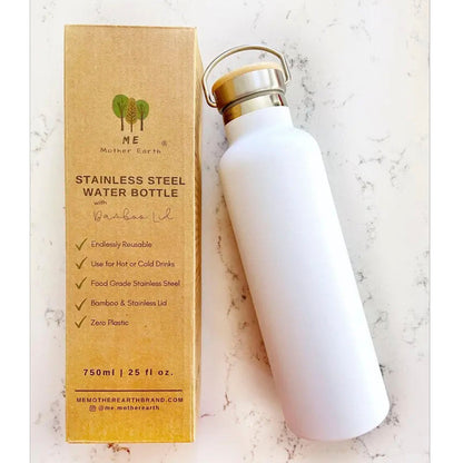 Eco Water Bottle – Stainless Steel with Natural Bamboo Lid