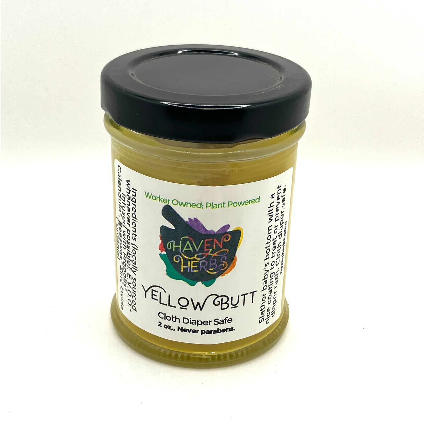 Yellow Butt, an all natural diaper cream by Haven Herbs. Cloth diaper safe!