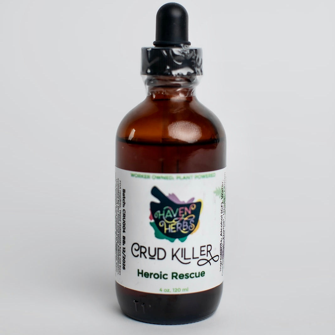 4 oz amber bottle labeled Crud Killer, on a white background