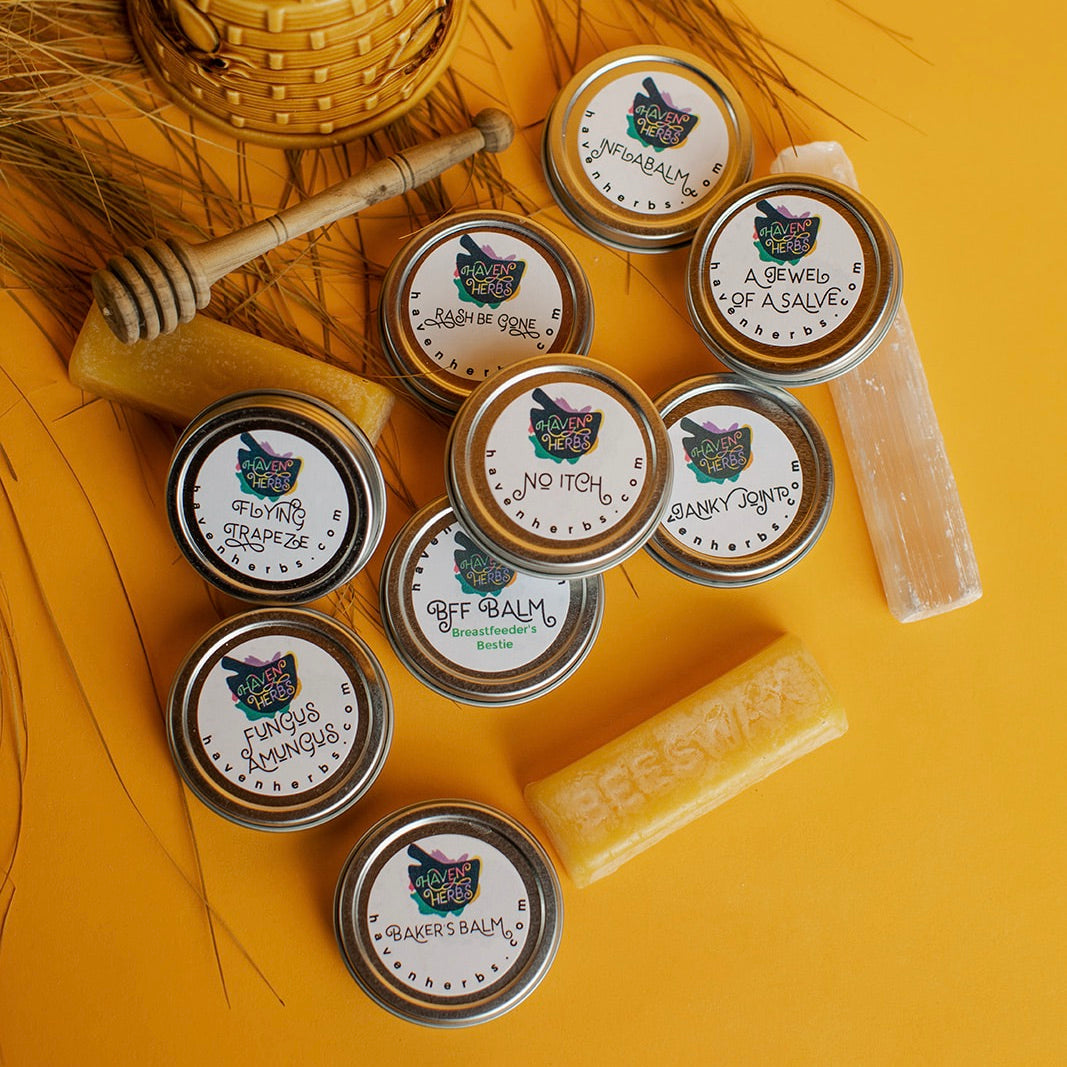 A family of beeswax salves from Haven Herbs.
