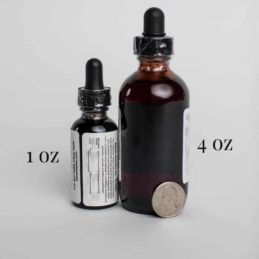size photo for 1 and 4 oz tinctures 